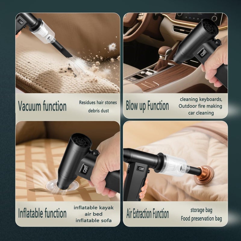 StarFlatYu Compressed Air Duster, 130000RPM 100 Gear Speed Adjustable Electric Air Blower, Brushless Motor Cordless Air Duster with Type-C Fast Charging, for Keyboard, Computer, Car, Home, Outdoor Cleaning - Image 5
